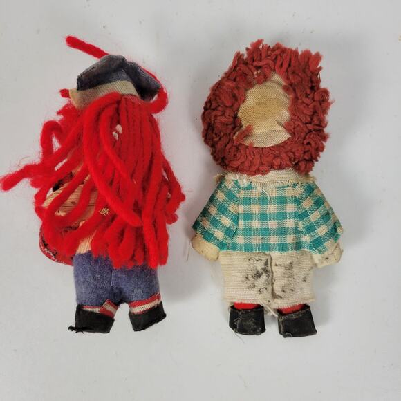 Vintage Raggedy Ann Andy Small Fabric Dolls 4" Christmas Ornaments - Picture 15 of 15